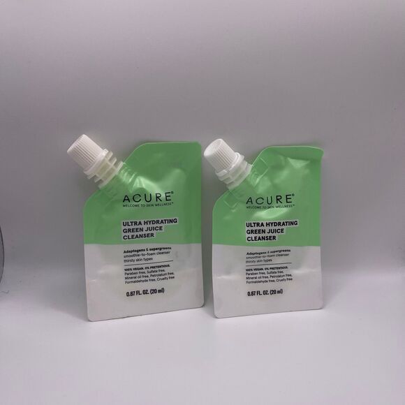 Acure Ultra Hydrating Green Juice Face Cleanser Travel Pouch 2 PCS. Set - Picture 1 of 6